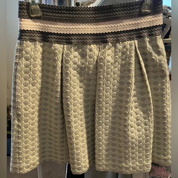 Pale green pleated mini skirt by Maeve (Anthropologie)